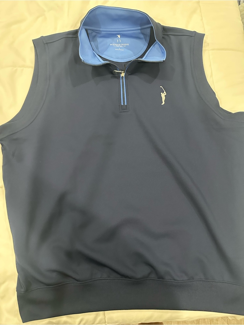 Fairway Greene Tech Vest Men L Navy 1/4 Zip Golf Performance Pullover